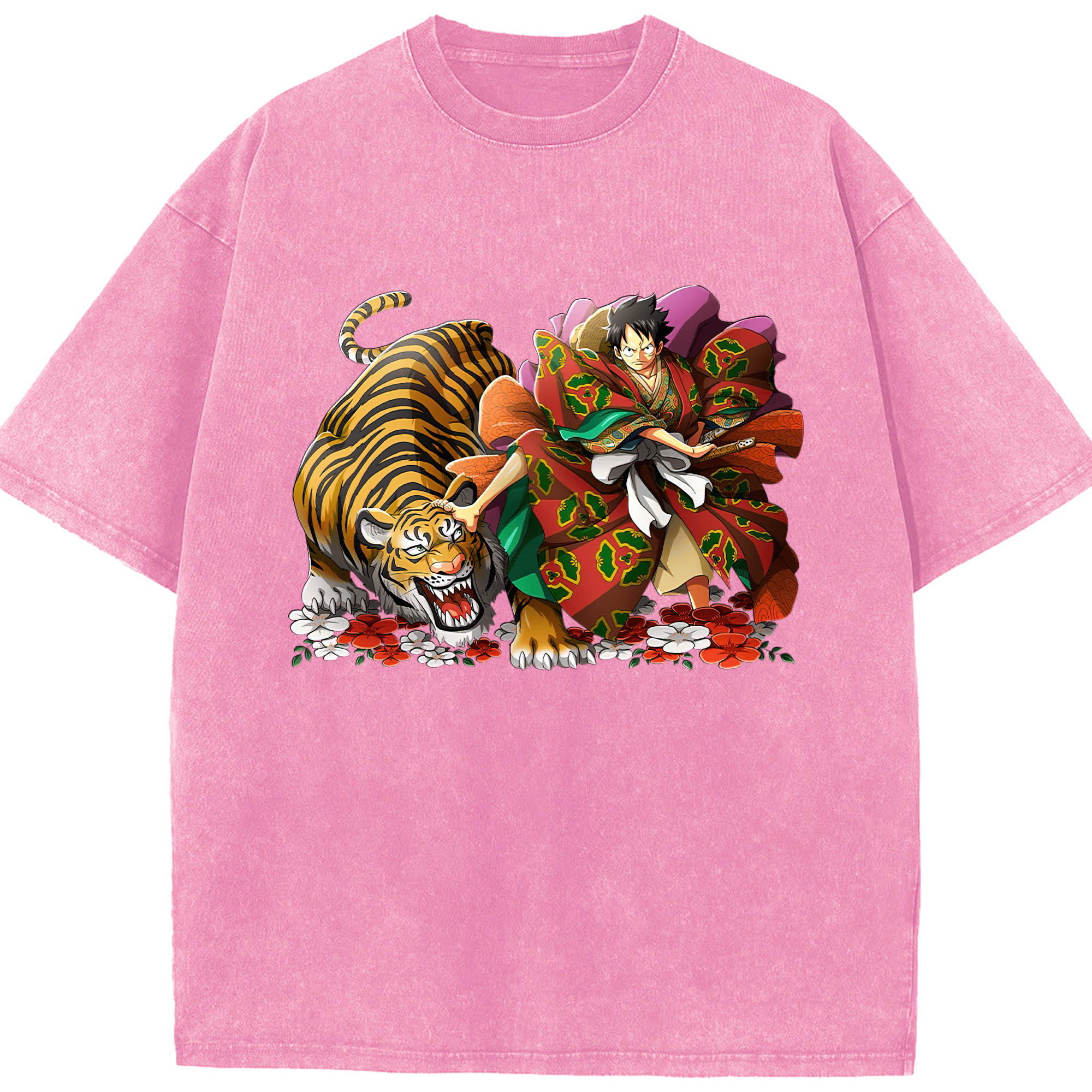 （画像用） ワンピース モンキー・D・ルフィ ONE PIECE Monkey D. Luffy 綿100% ヴィンテージ風 半袖Tシャツ（フロントプリント）